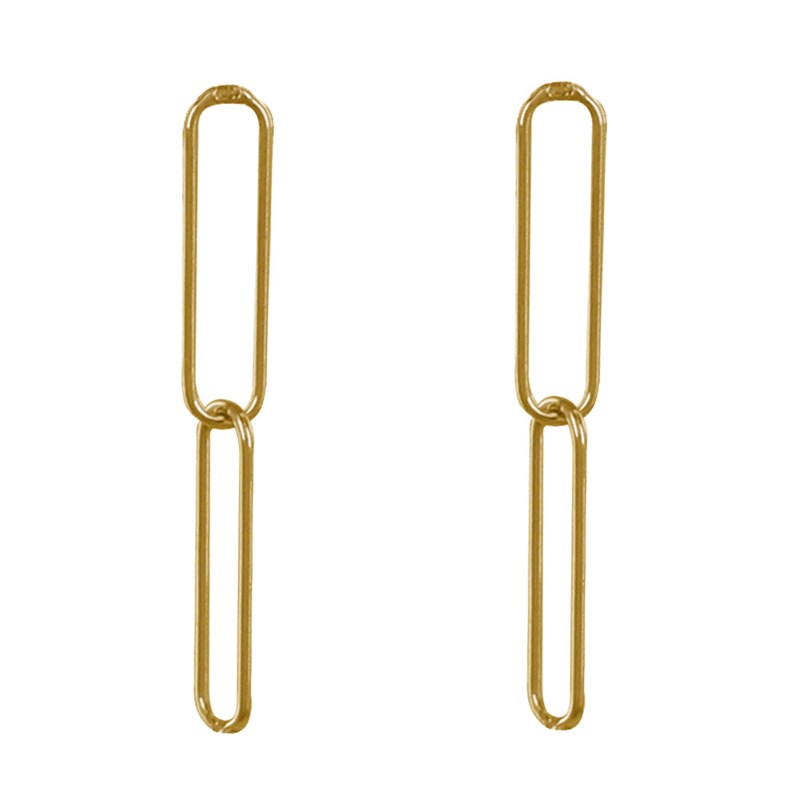 Boucles d'Oreilles Plaqué Or Deux Mailles Cheval
