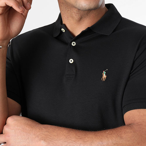 Polo Manches Courtes Custom Slim Fit Premium Soft Coton Noir