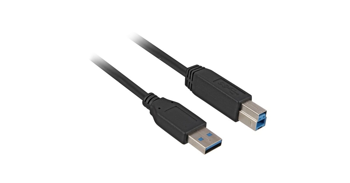 SharkoonUSB-A 3.0 > USB-B kabel  (Zwart, 2 meter)