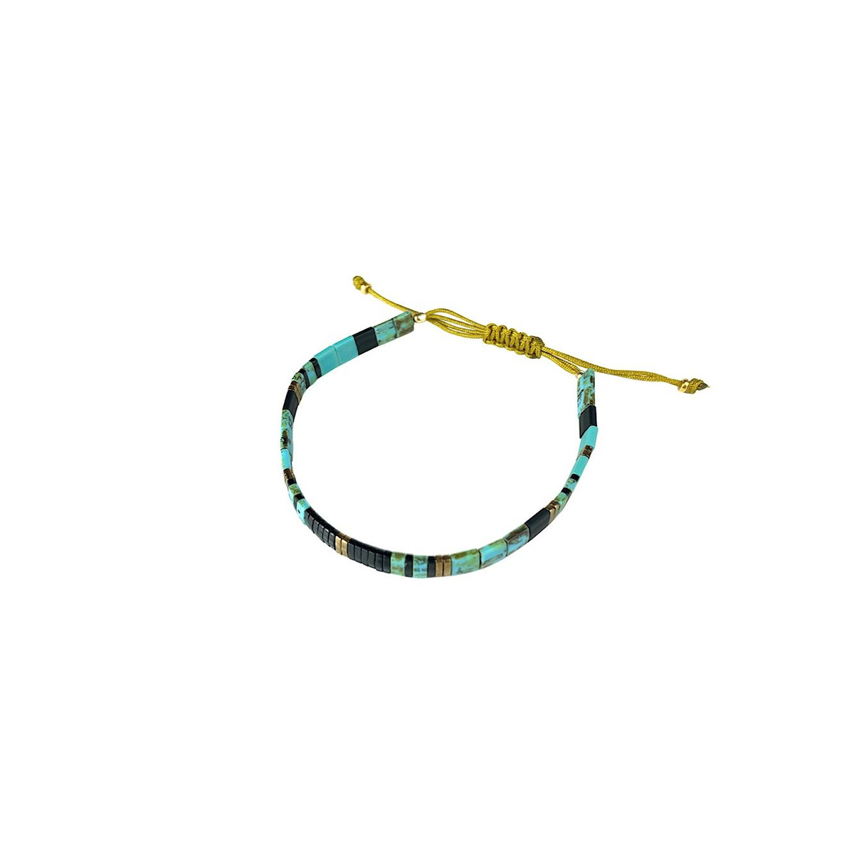 Bracelet Claire BERTEAU Aqua Perles plates en verre 4