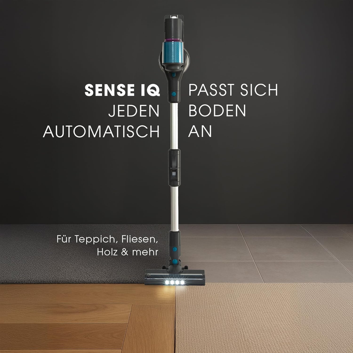 LIVINGTON Sense IQ - Akku Staubsauger kabellos - Handstaubsauger mit Schmutzerkennung & 4-Fach-Filter - Akkusauger mit LED-Bürste & Knickgelenk - leiser Staubsauger ohne Beutel - Akkustaubsauger