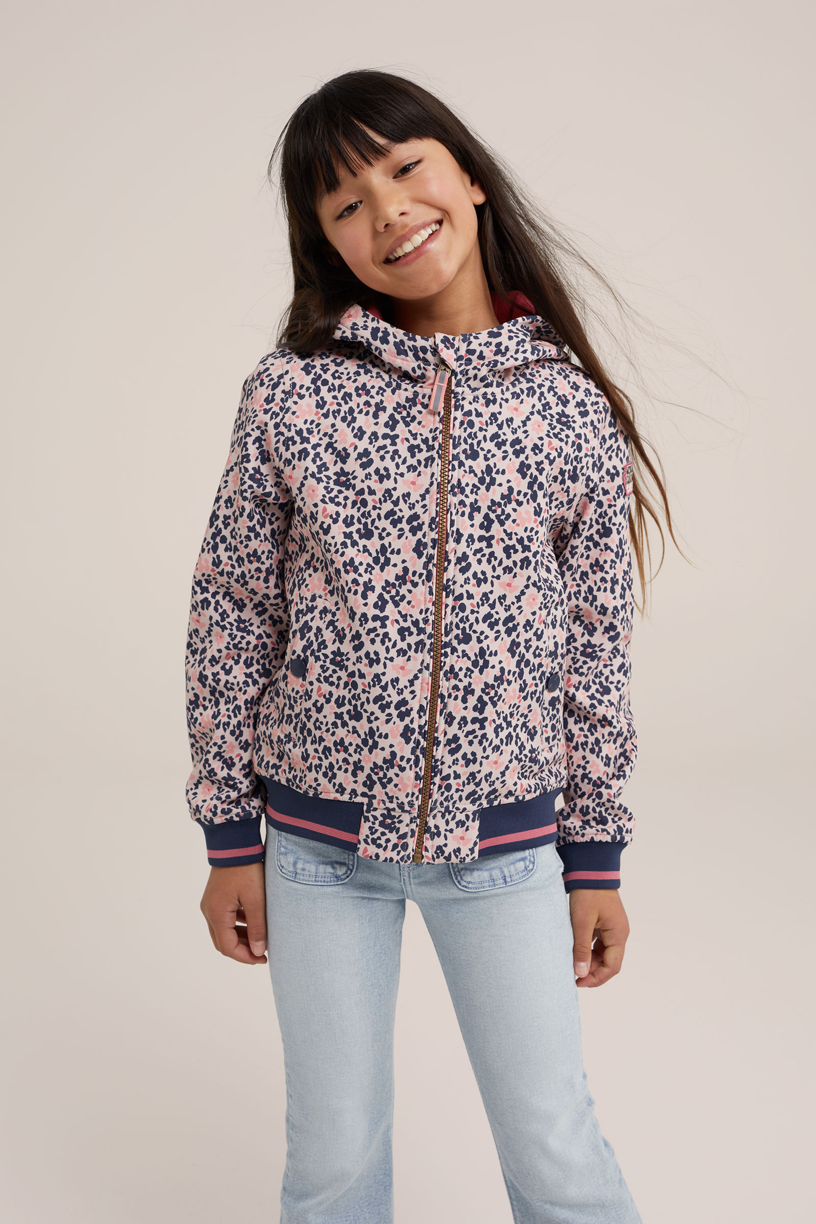 Meisjes softshell jas met dessin WE Fashion Lichtroze