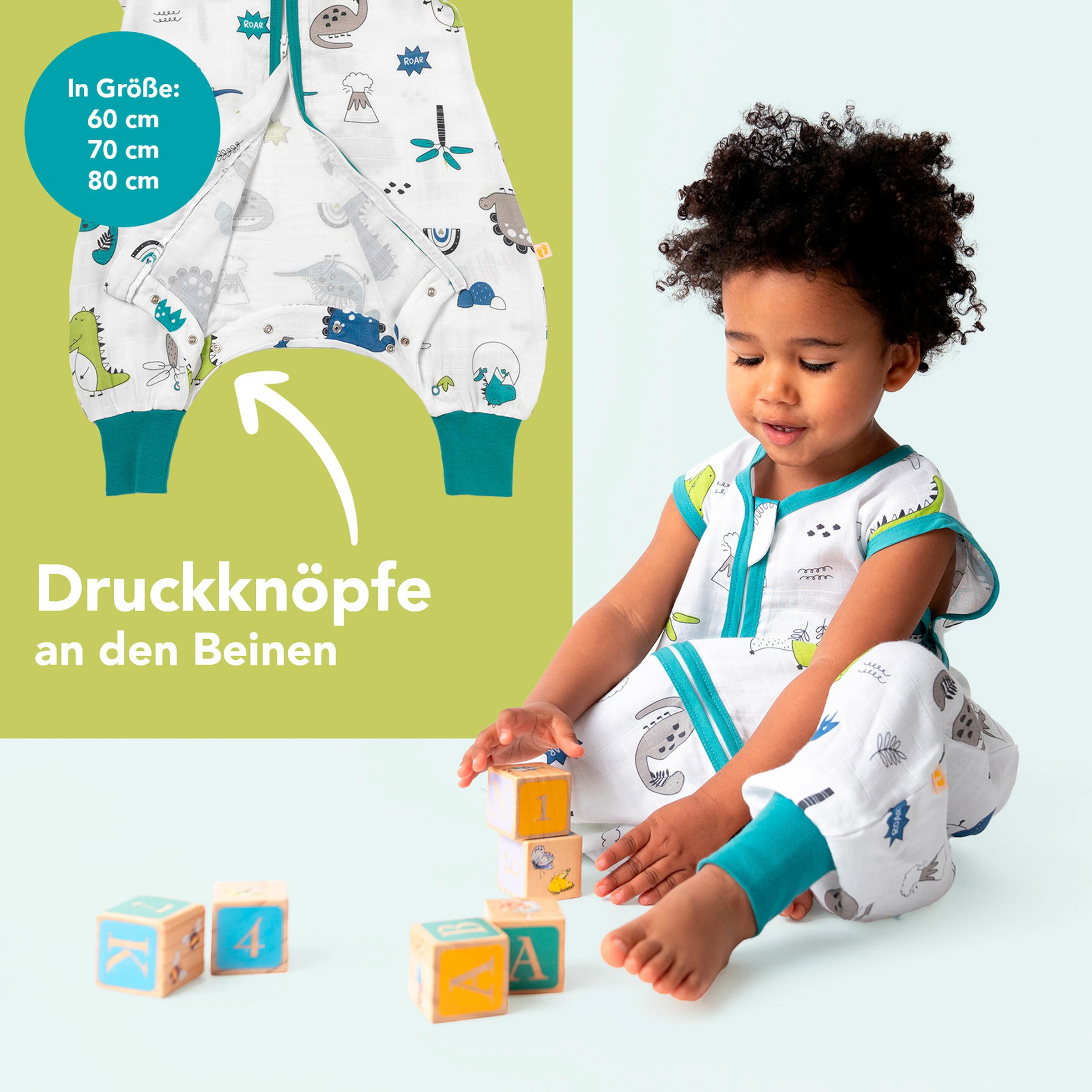 schlummersack Schlafsack mit Füßen 0.5 Tog Dinosaurier