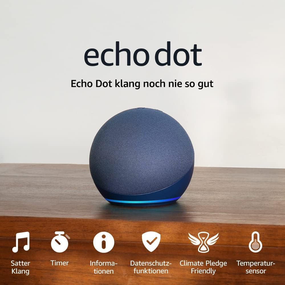 Echo Dot 5. Gen. Smart Speaker Lautsprecher mit WLAN / Bluetooth und Sprachsteuerung via Amazon Alexa (B09B8RF4PY) - Blau