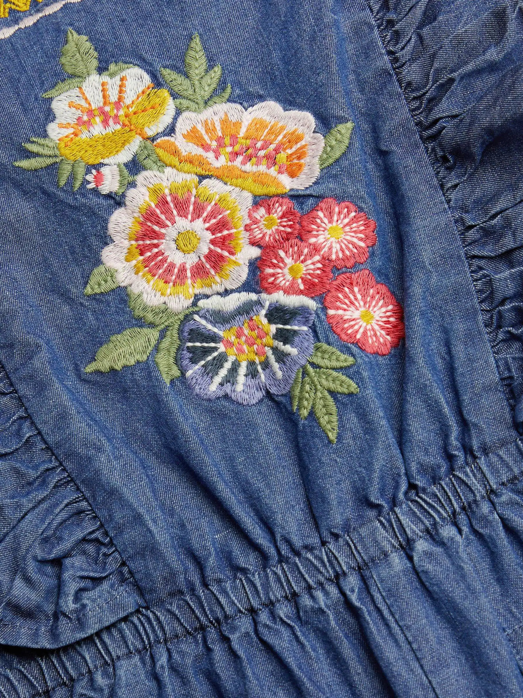 Monsoon Floral Embroidered Denim Jumpsuit
