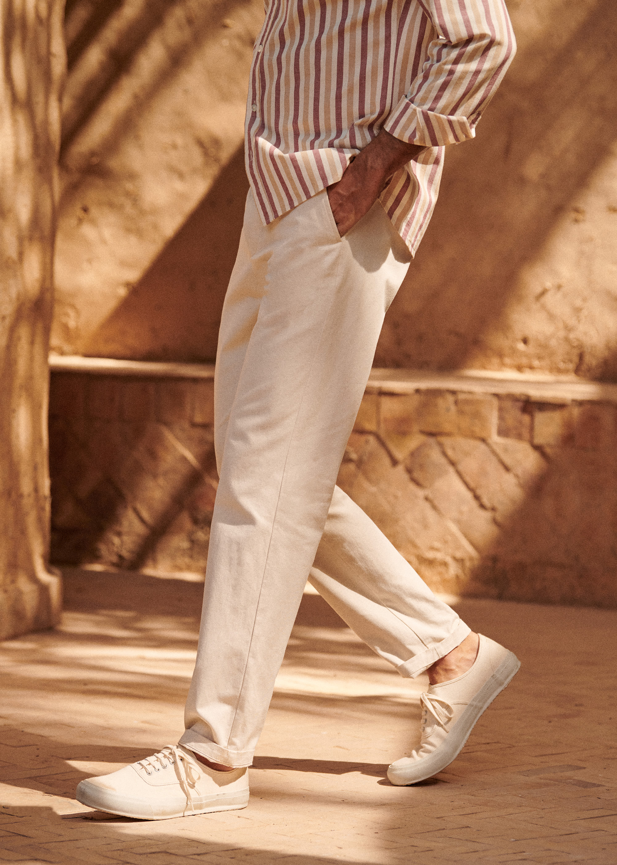 Pantalon Danny Coton Lin - Naturel - E-SHOP/BAS Pantalons 5905605