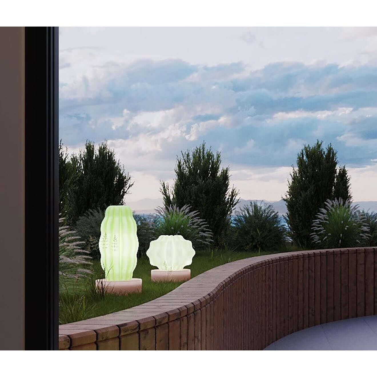 Serralunga Long Cactus lumineux Design par Alessandra Baldereschi taupe - 27.5x61.5x27.5 cm