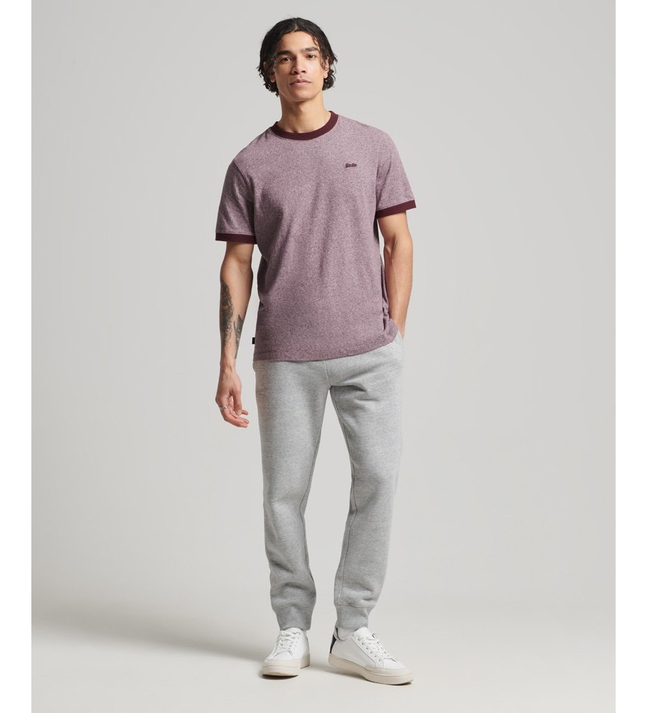 Camiseta Superdry Essential Ringer de algodão orgânico com logo - Bordô