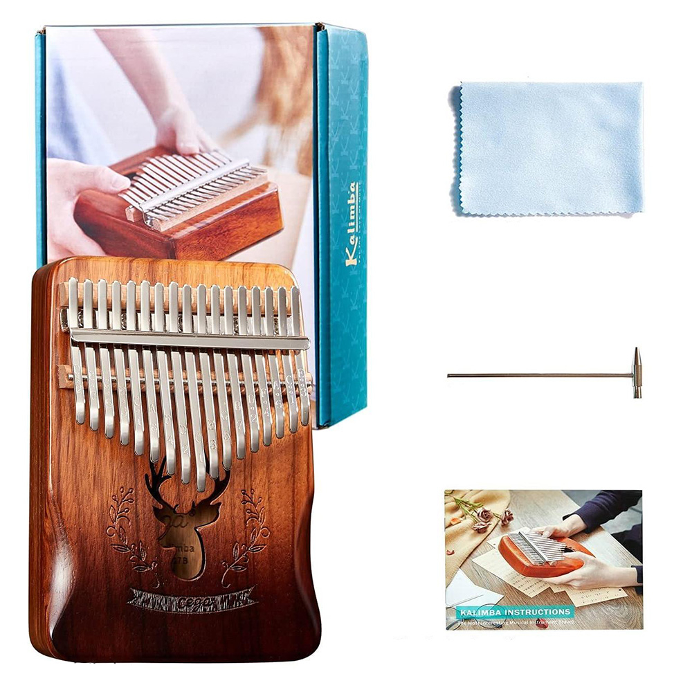 (6-tlg. Set) 17 Schlüssel Holz Kalimba Daumenklavier Lamellophon Musik Instrument mit Stimmhammer