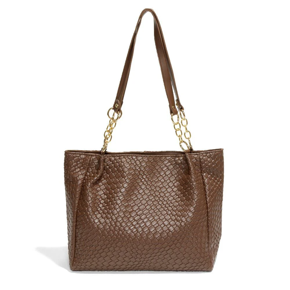Sac à main simili effet croco 31x13xH27cm - 2 modèles marron ou noir