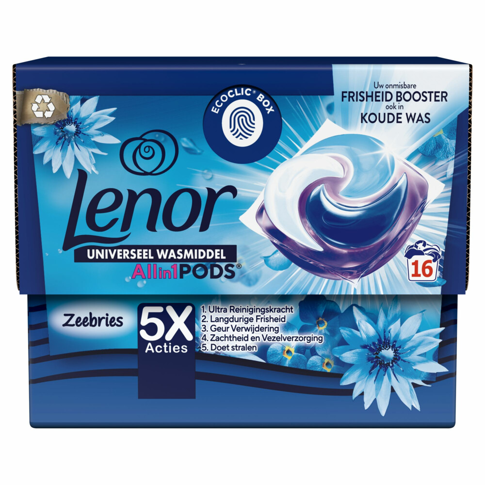 4x Lenor Wasmiddel All-in-1 Pods Zeebries16 stuks