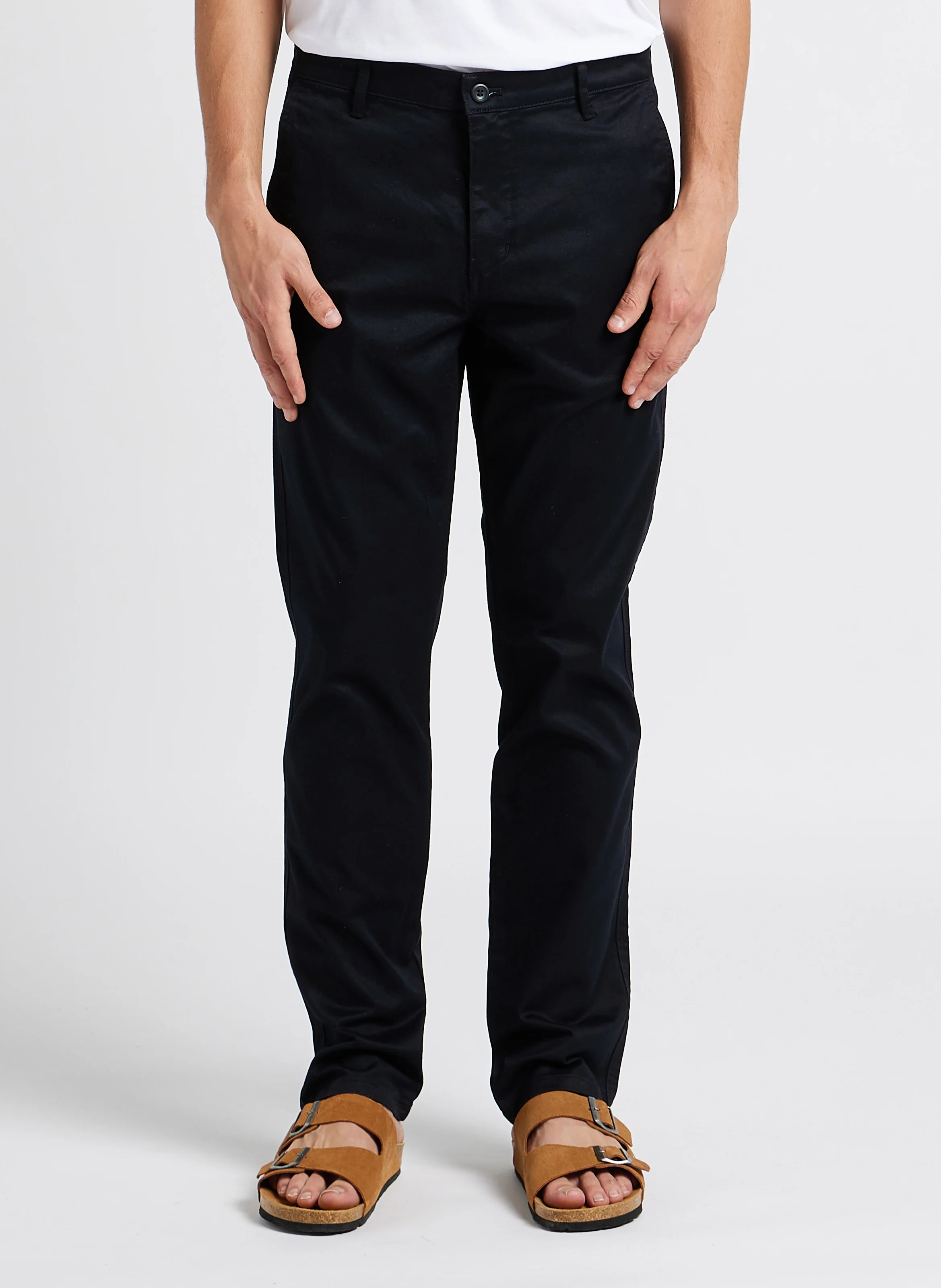 Pantalon chino slim-fit en coton stretch | Noir
