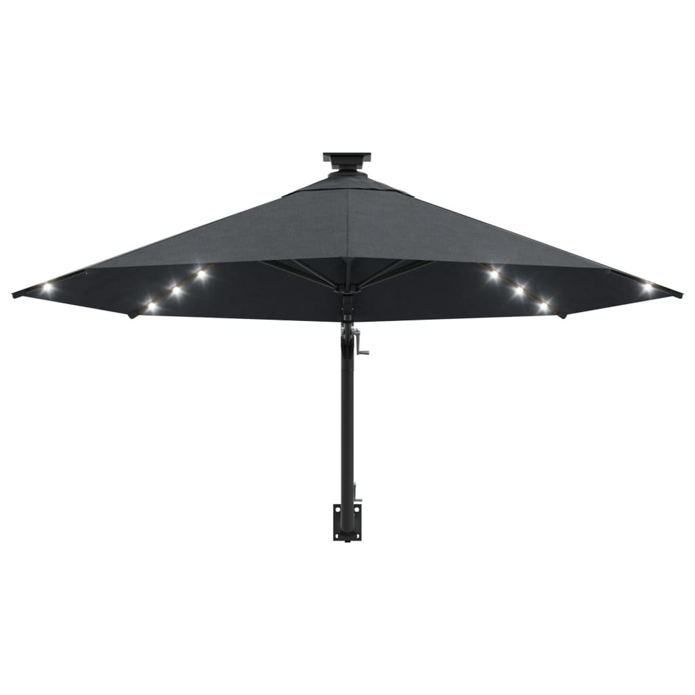 Parasol mural avec mât métallique et led 300 cm anthracite