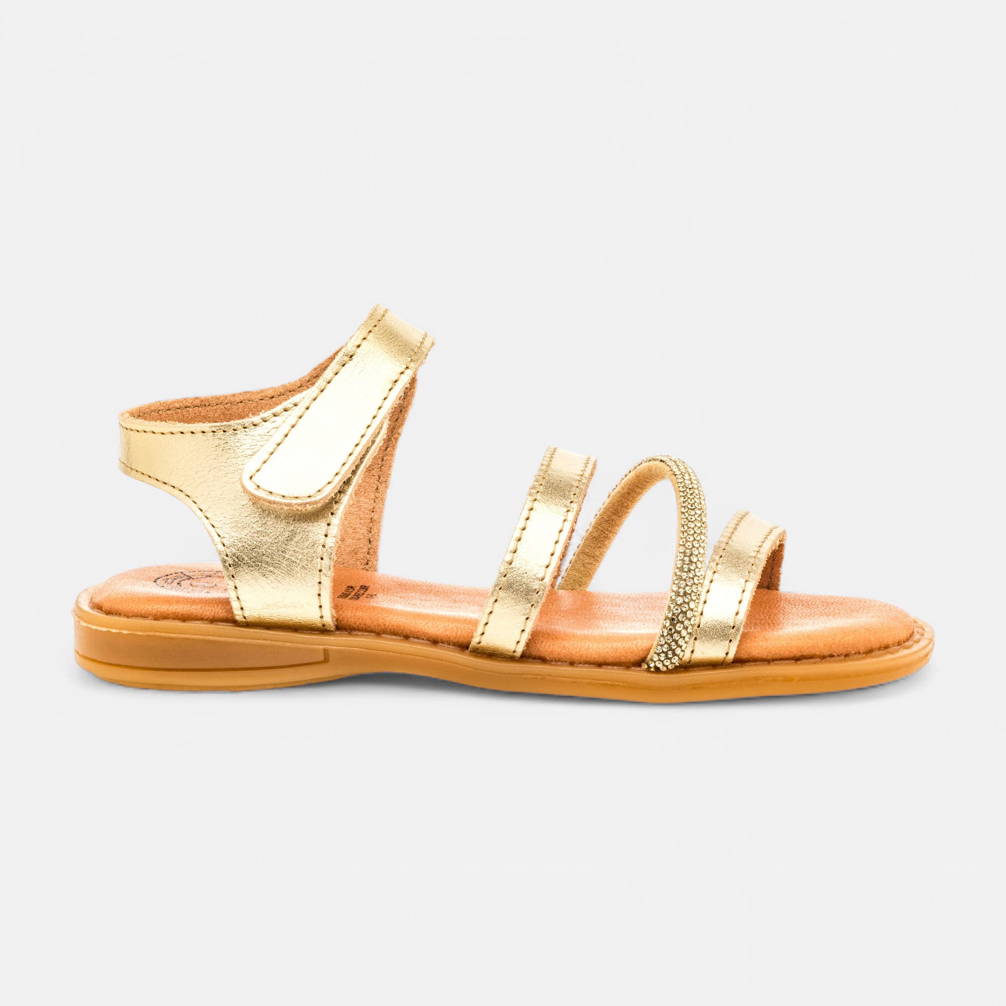 Nu-pieds Fille en cuir or
