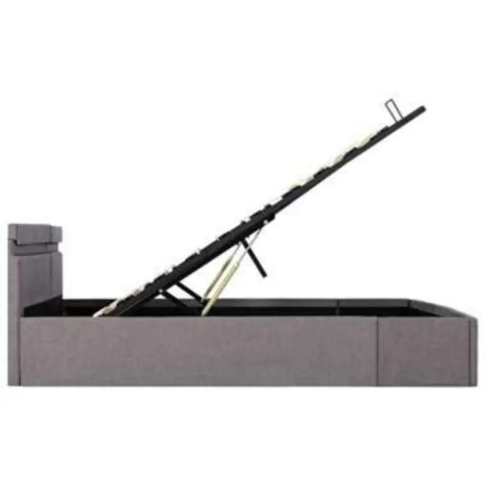 vidaXL - Bed met opbergruimte en LED - Hydraulische - Taupe - stof - 160x200 cm