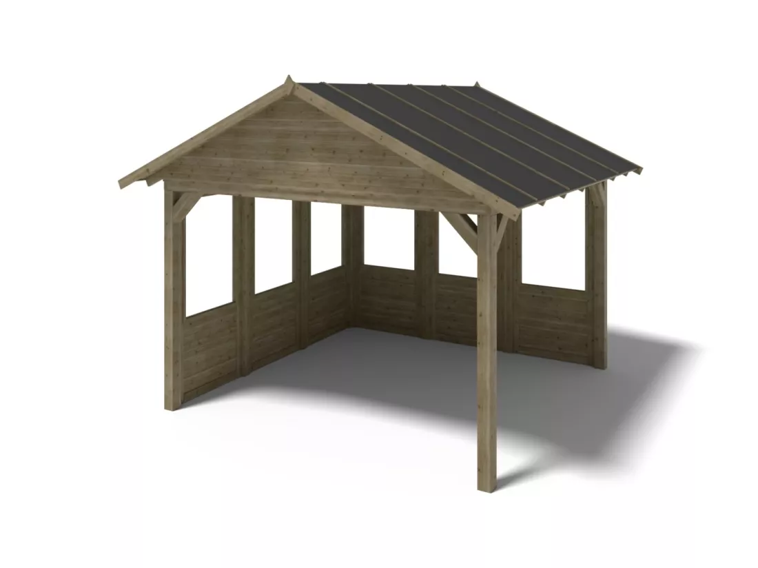 Pergola de jardin 4,04x4,04m avec panneaux - traité - ALT126 - ALTANKA