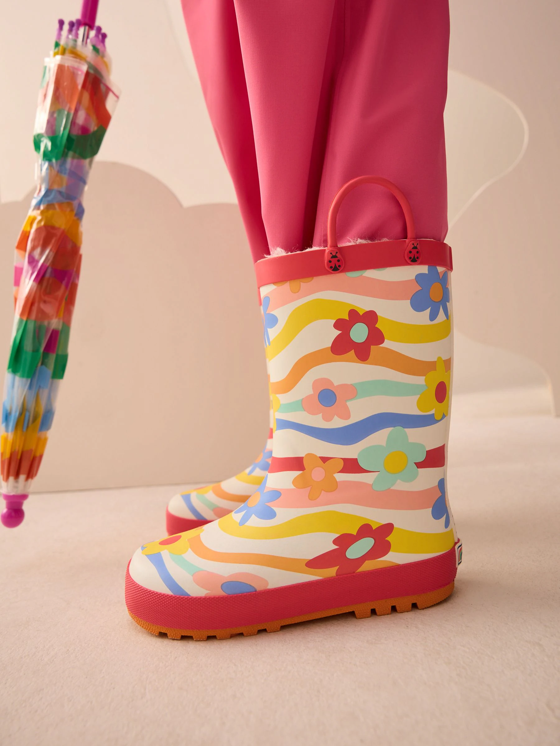 Regenboogprint - Laarzen met handgreep