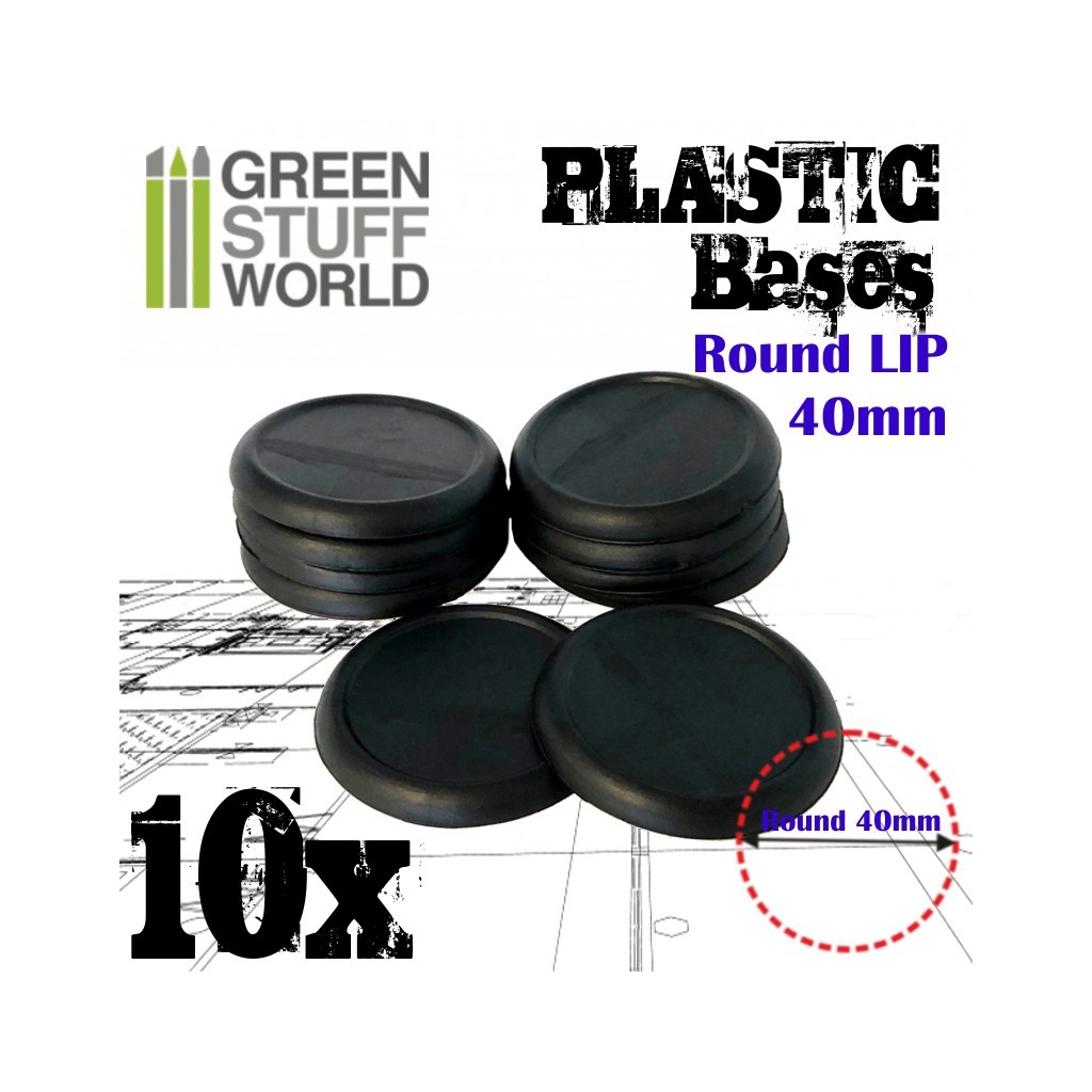 Socles de Plastique Ronds 40mm - Bords Arrondis