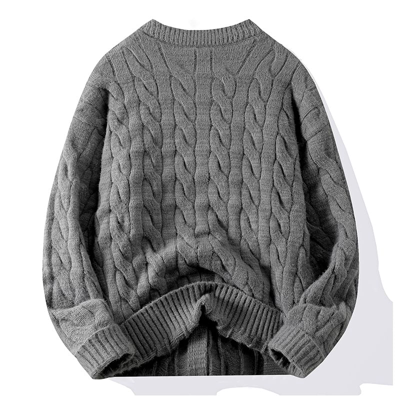 Dandyluxe - Effen kabelgebreid vest met ronde hals en knoopjes