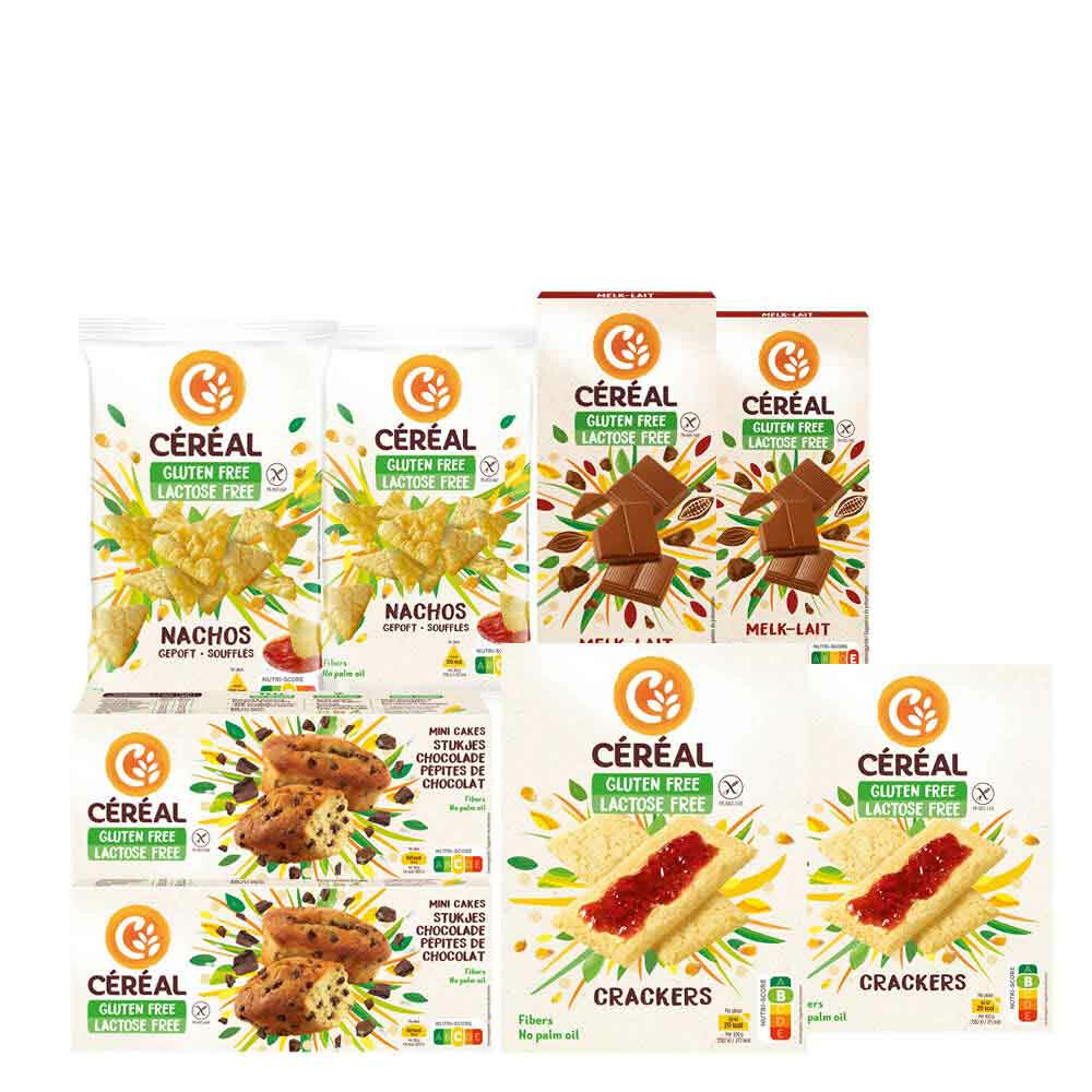 Céréal Crackers, Cake, Nacho's, Chocolade - Glutenvrij & Lactosevrij Pakket