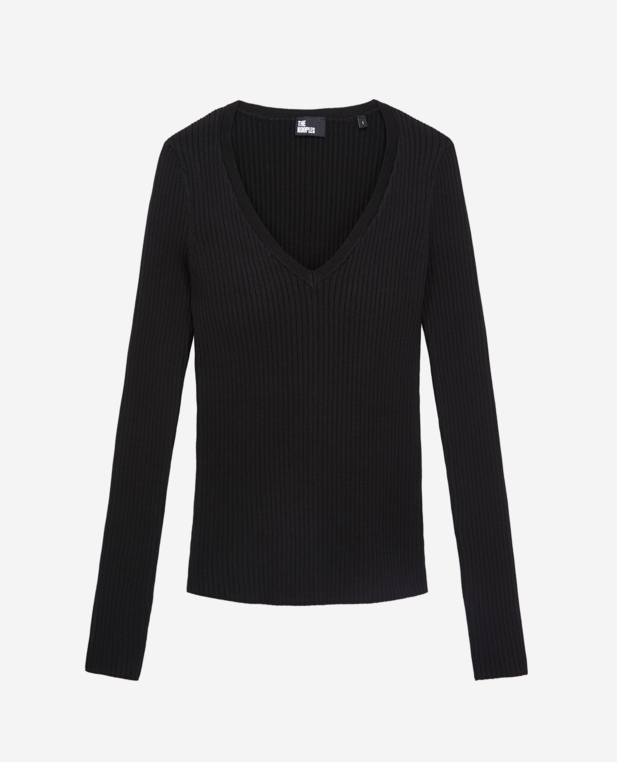 Black ribbed fine knit sweater