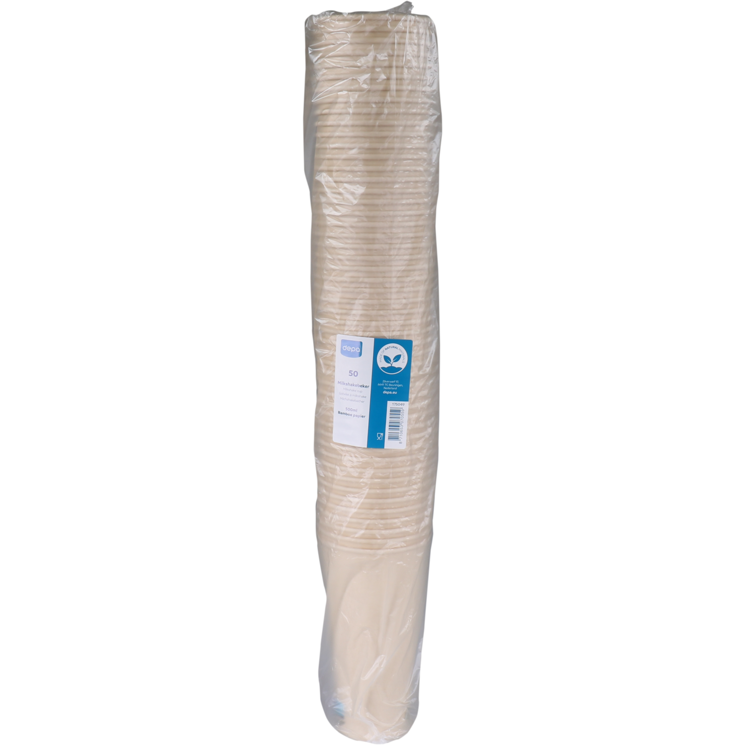 Depa, Milkshakebeker, Bamboepapier + PE, 500ml, 22oz, 170mm, lichtbruin