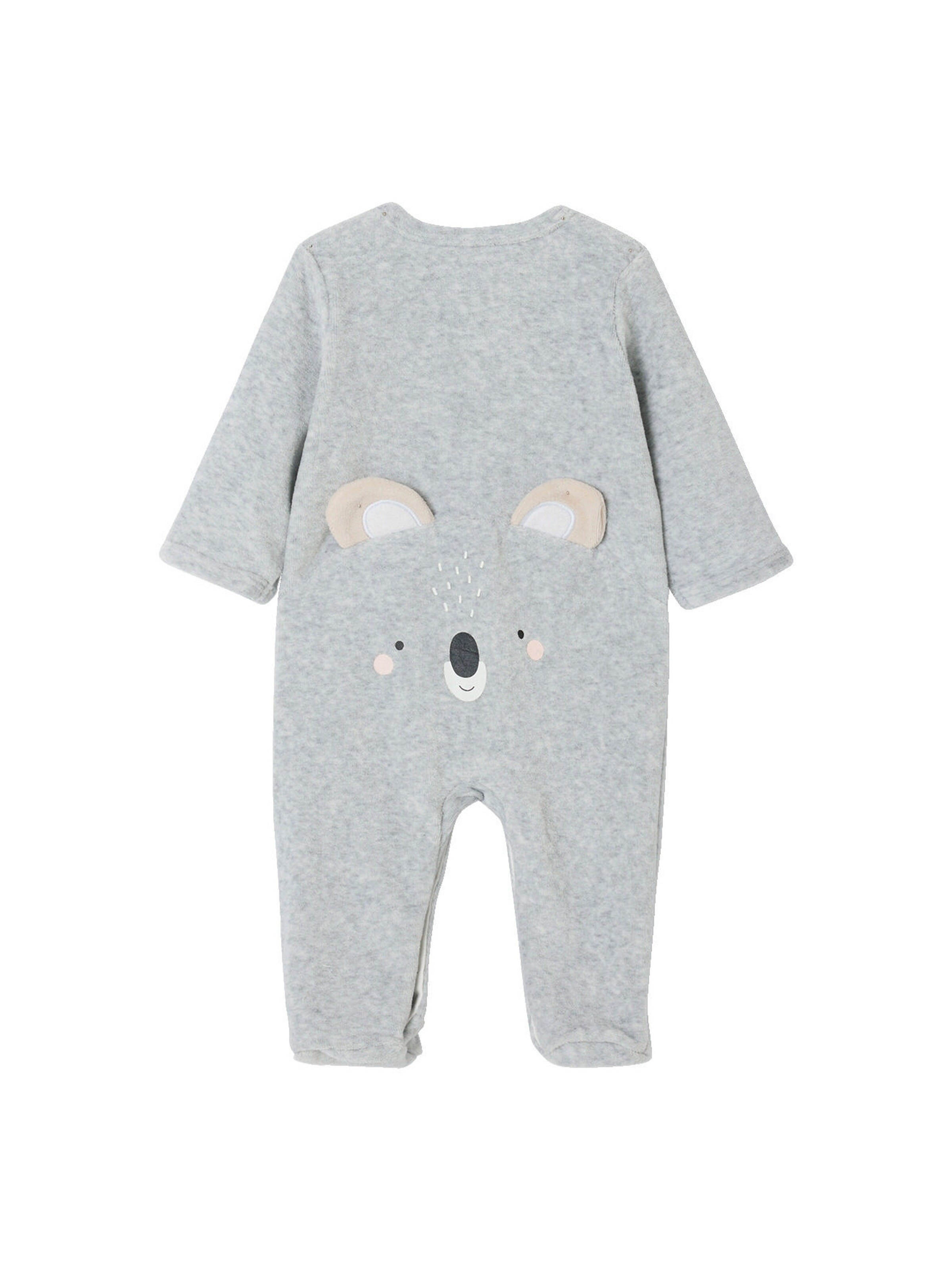 Vertbaudet Baby Samt-Strampler, Koala grau meliert