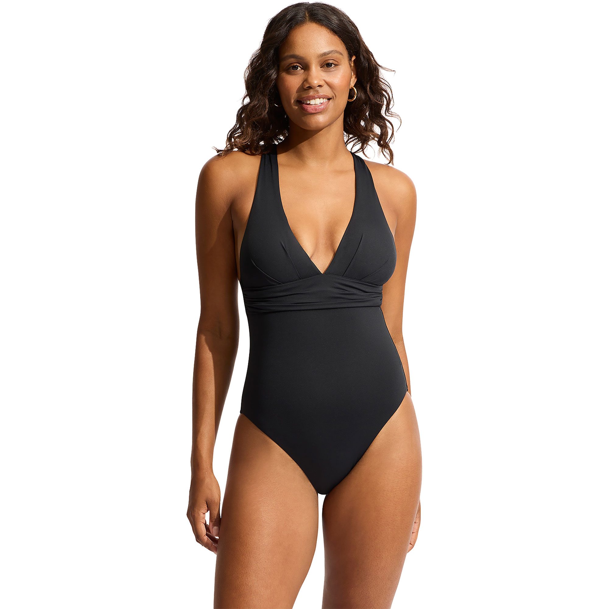 Seafolly S.Collective Cross Back Badeanzug Damen schwarz