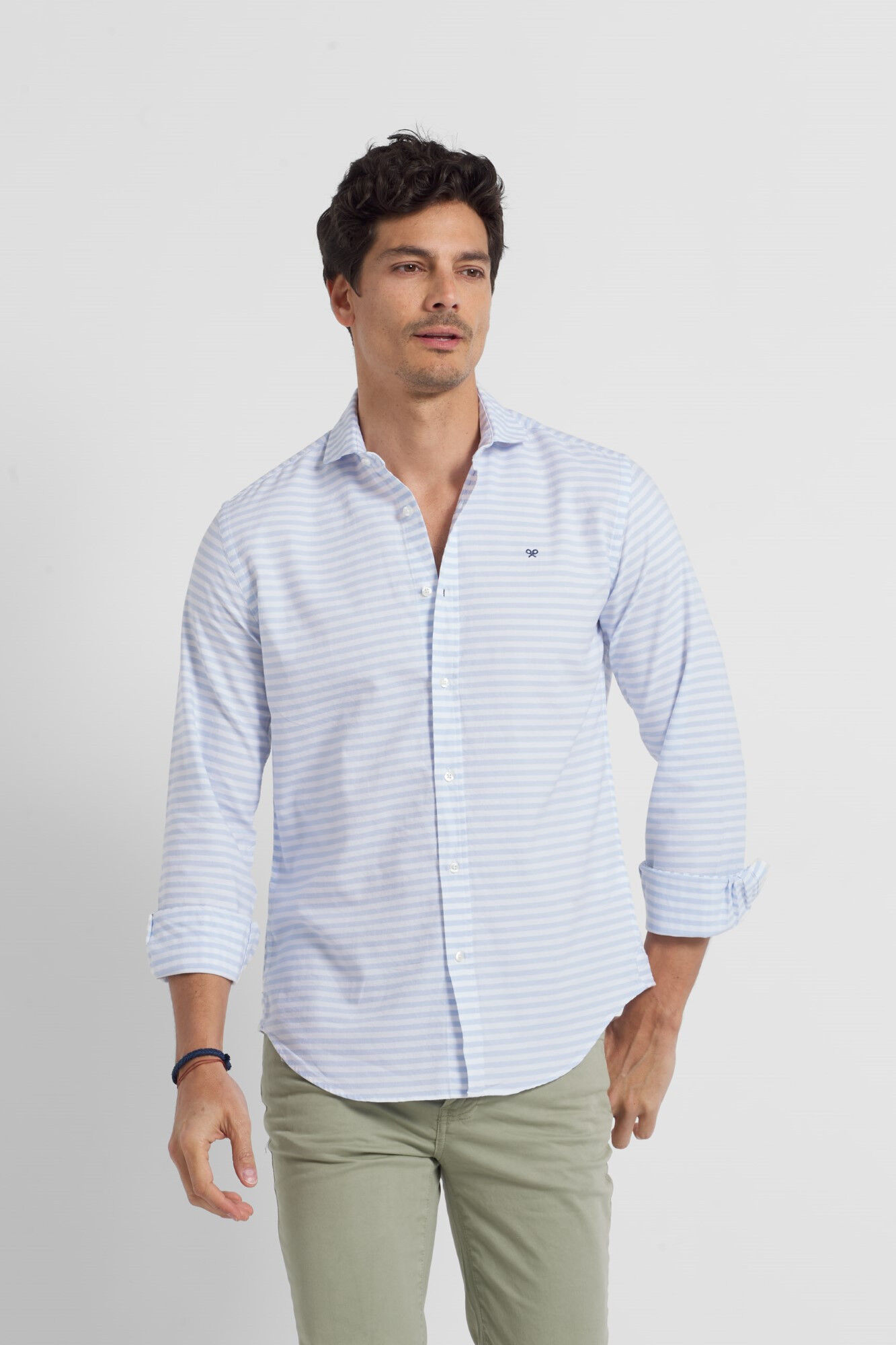 Camisa sport oxford horizontal raya ancha azul - Azul