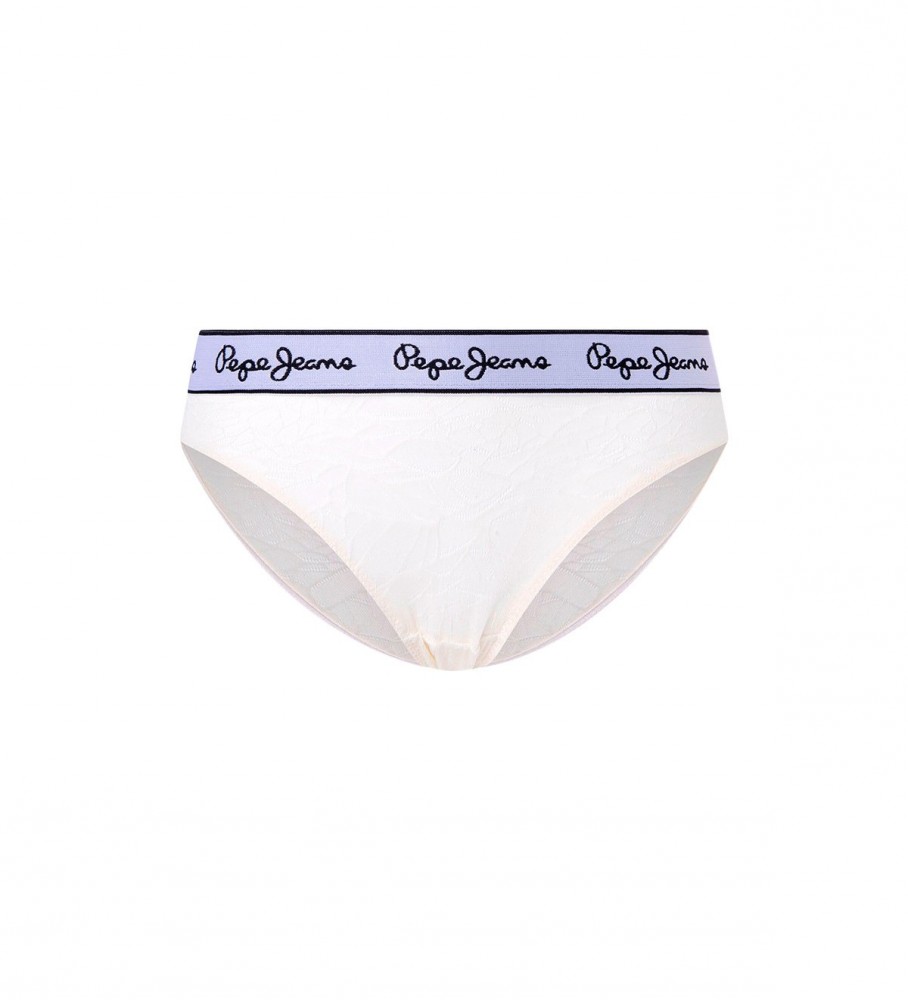 Calcinha biquíni de malha branca Pepe Jeans