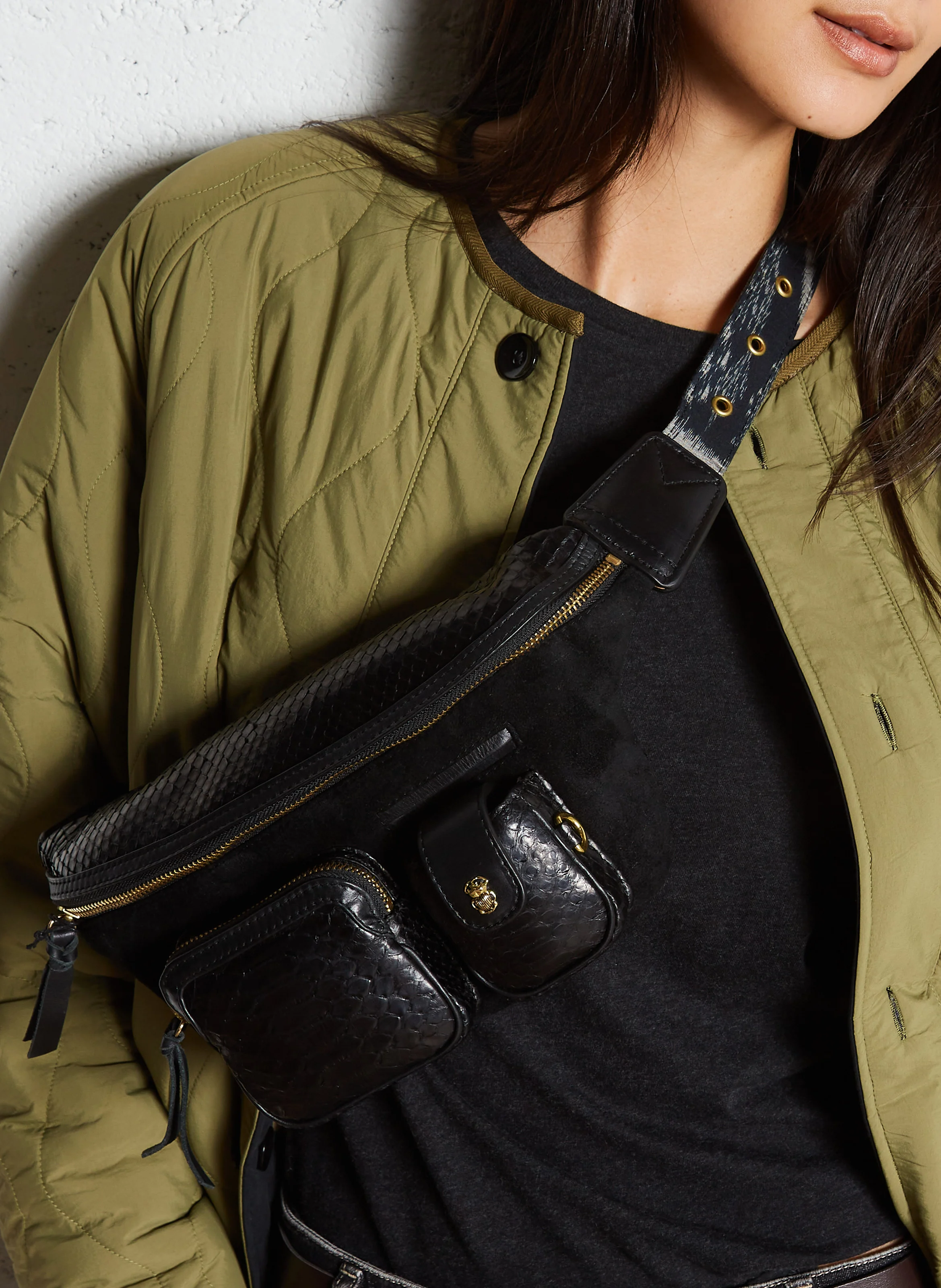 ROMEO - Sac banane en python | Noir