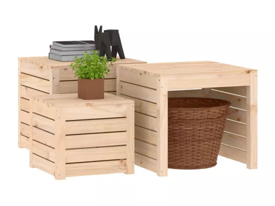 Ensemble de boîtes de jardin 3 pcs bois de pin massif