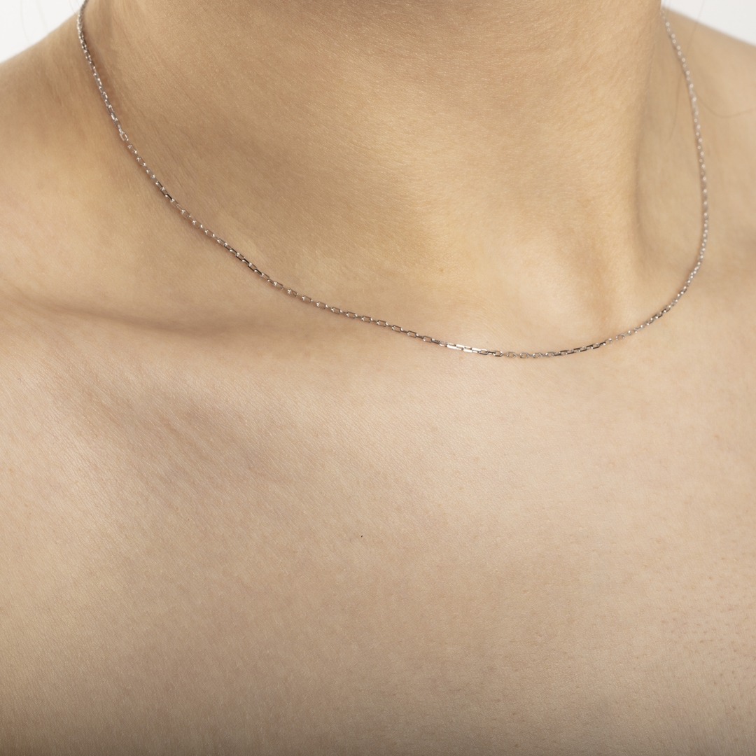 Ankerkette geschliffen 750/18 K Weissgold 1.1mm