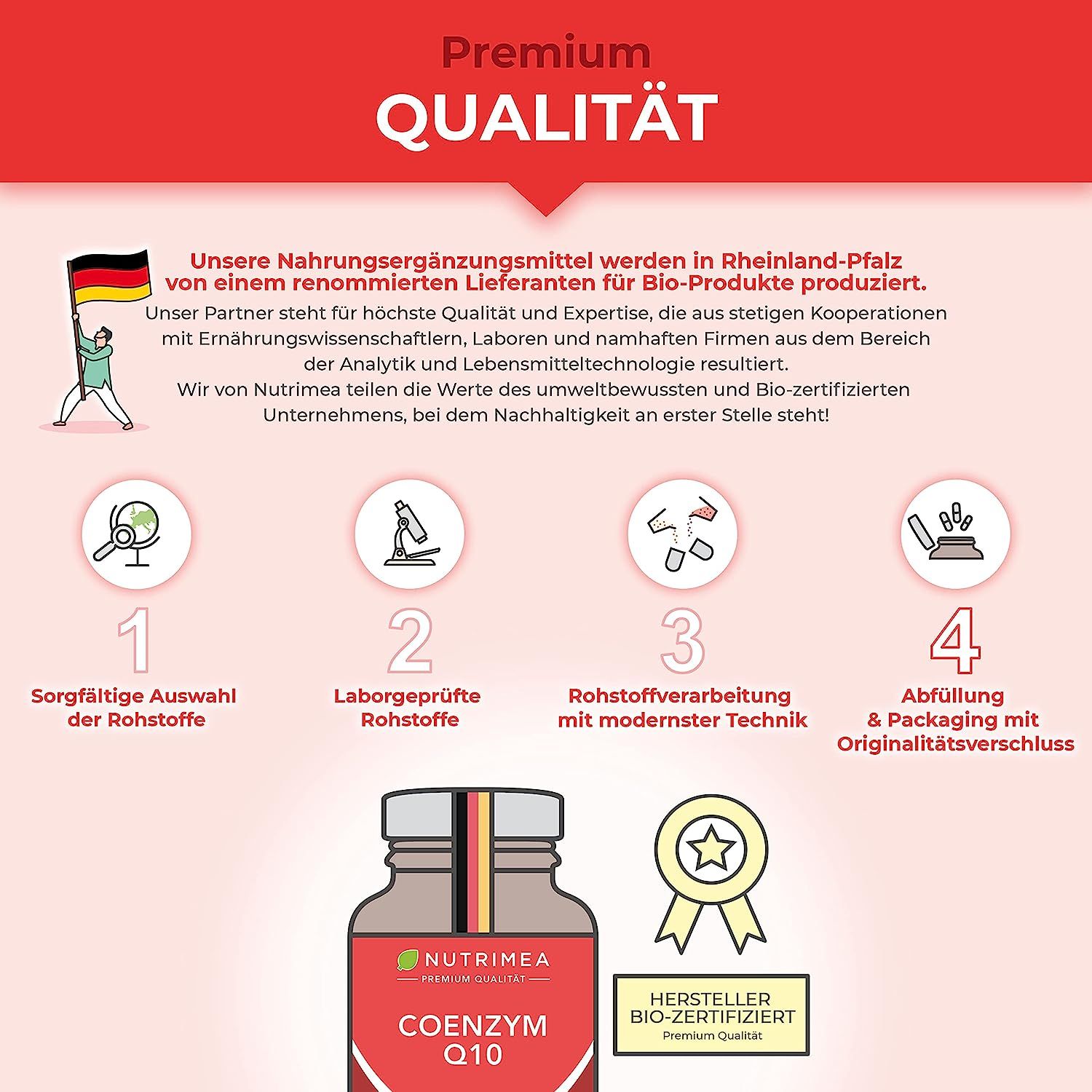 Nutrimea PREMIUM COENZYM Q10 Hochdosiert | Vegane Kapseln für 2 Monatskur
