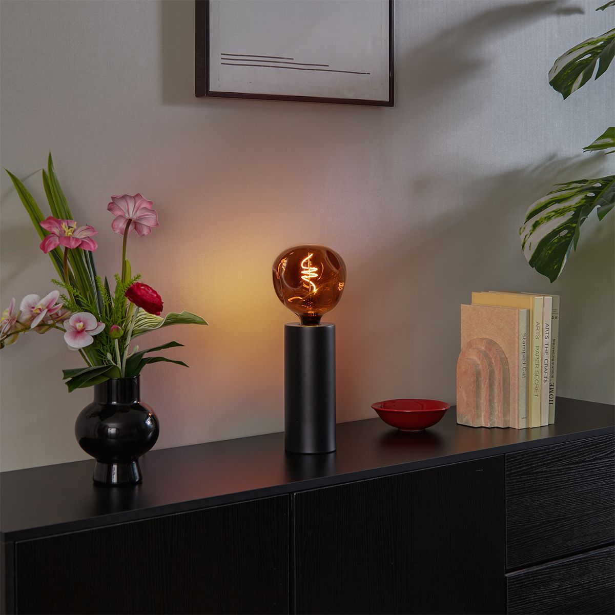 Moderne tafellamp zwart 24cm - Cylinder