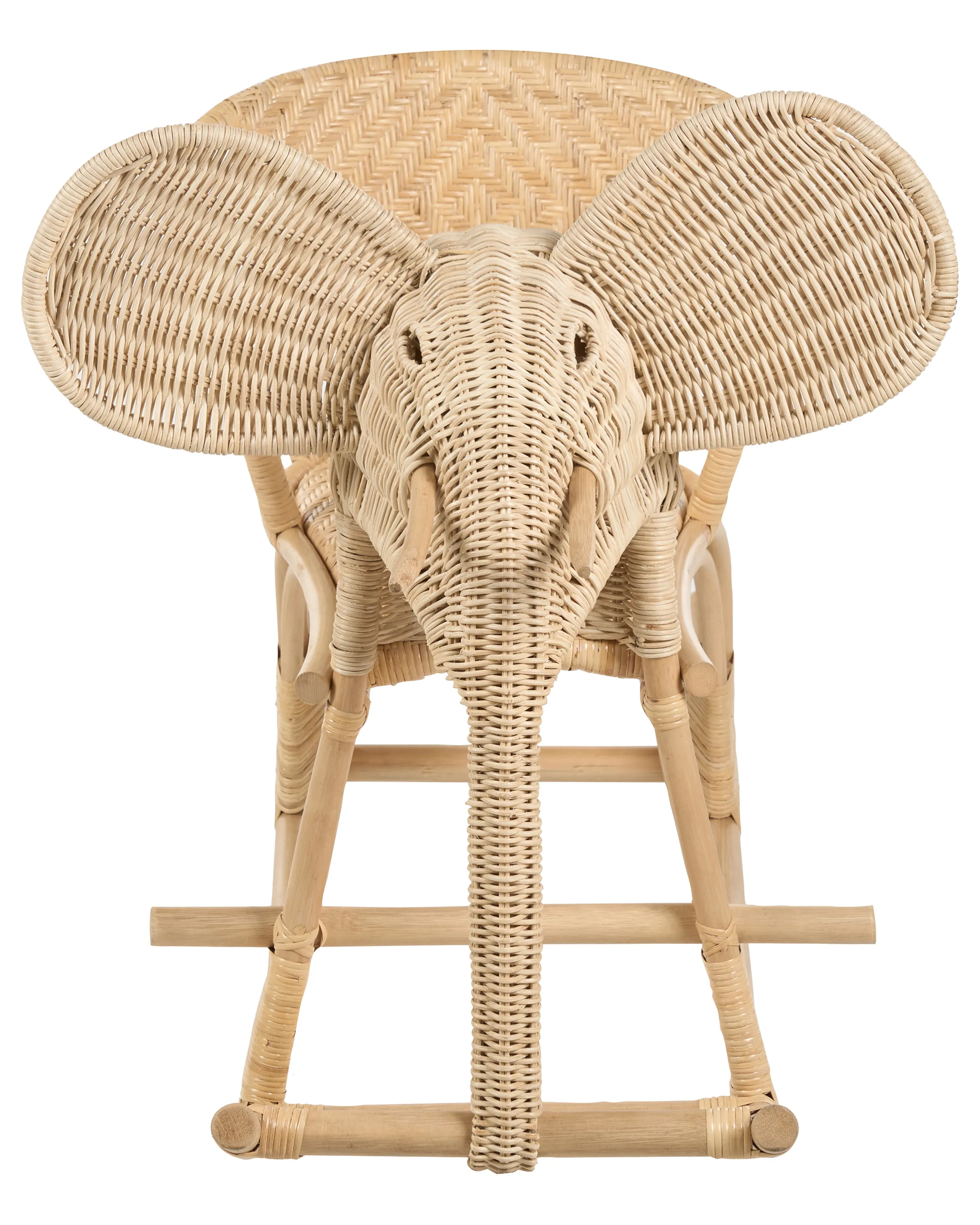 Kinderschommelstoel Olifant AMPOLLINO Rotan Natuurlijk