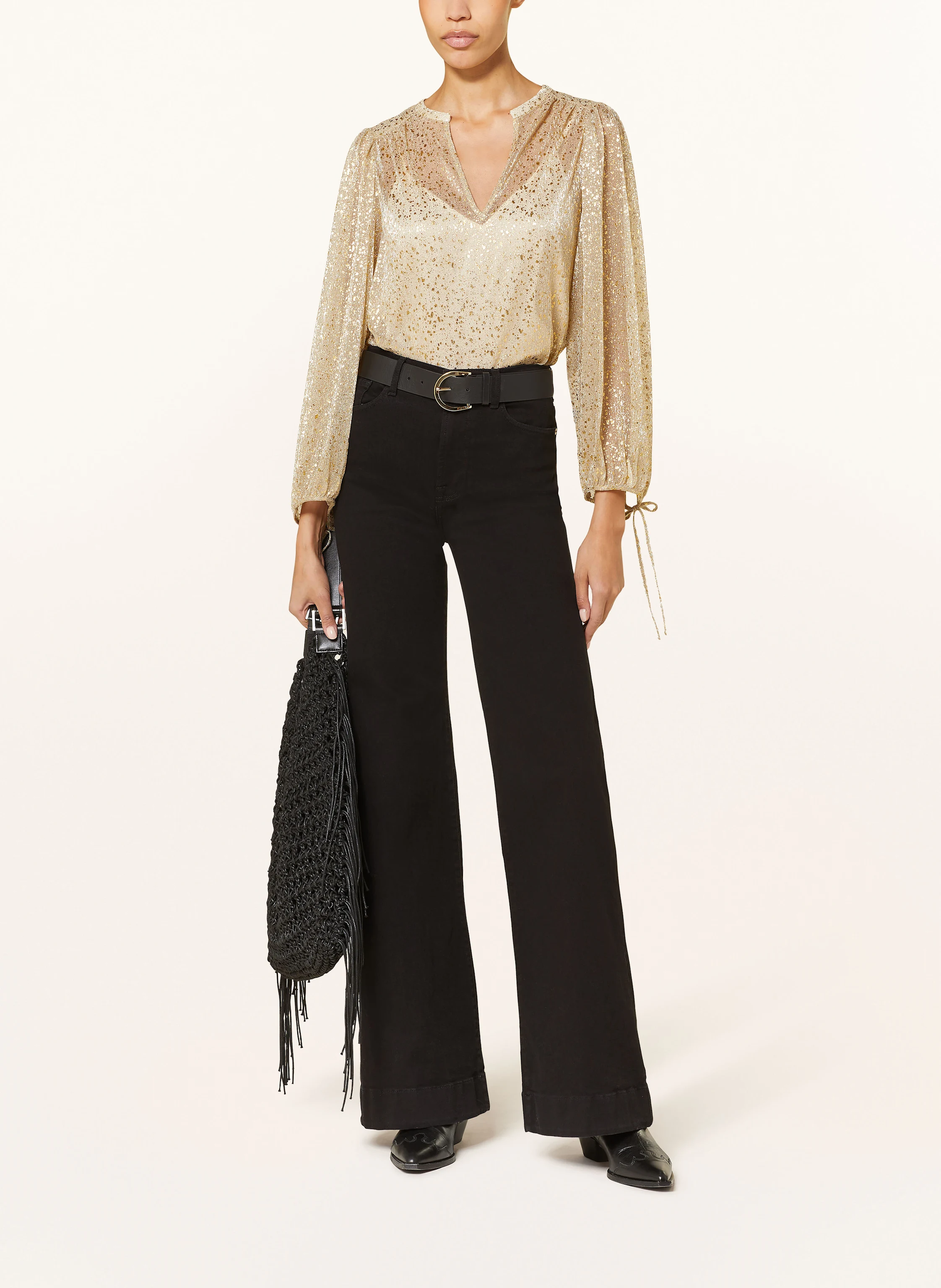 ba&sh Blusenshirt CURTIS mit Glitzergarn und 3/4-Arm
