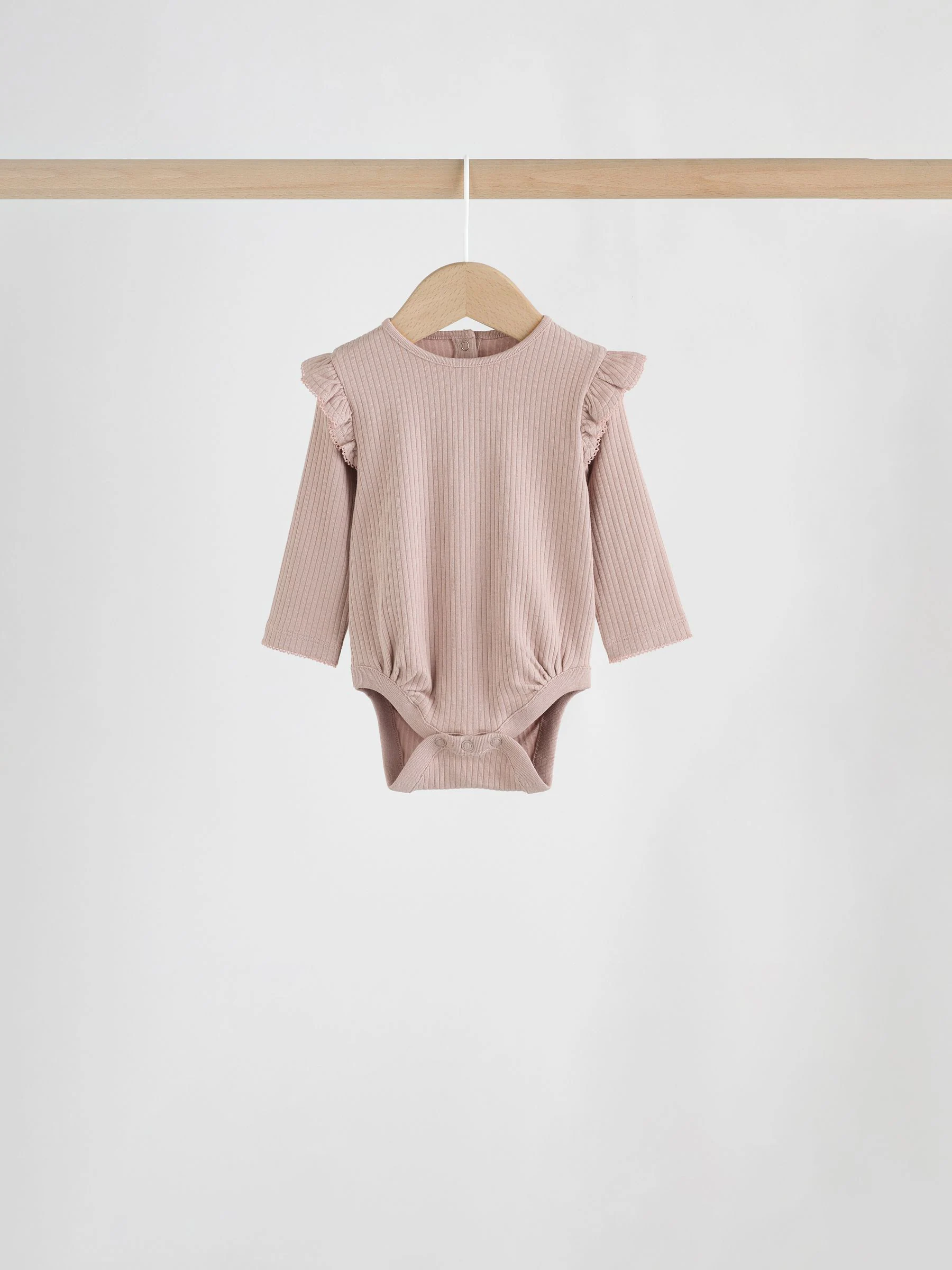 Paars/geel/crème met fijne print - Verpakking van 4 babyrompers met lange mouwen en ruches (0mnd-2jr)