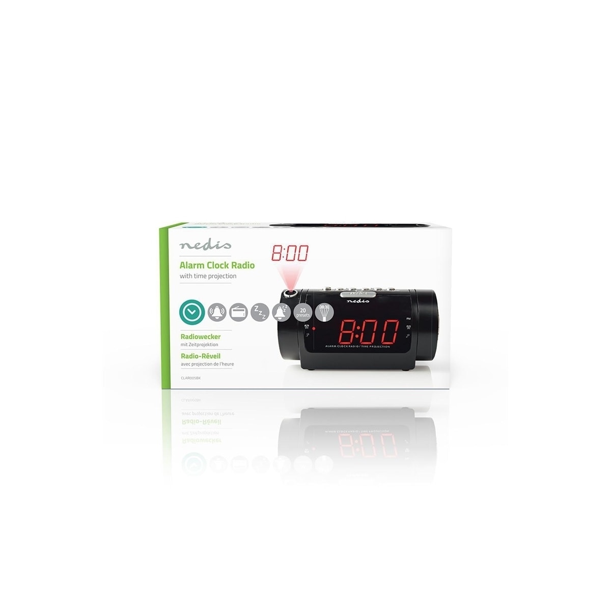 Nedis Digital Alarm Clock Radio | LED Vise | Tidsframskriving | AM / FM | slumrefunksjon | Sleep timer | Antall alarmer: 2 | Sort