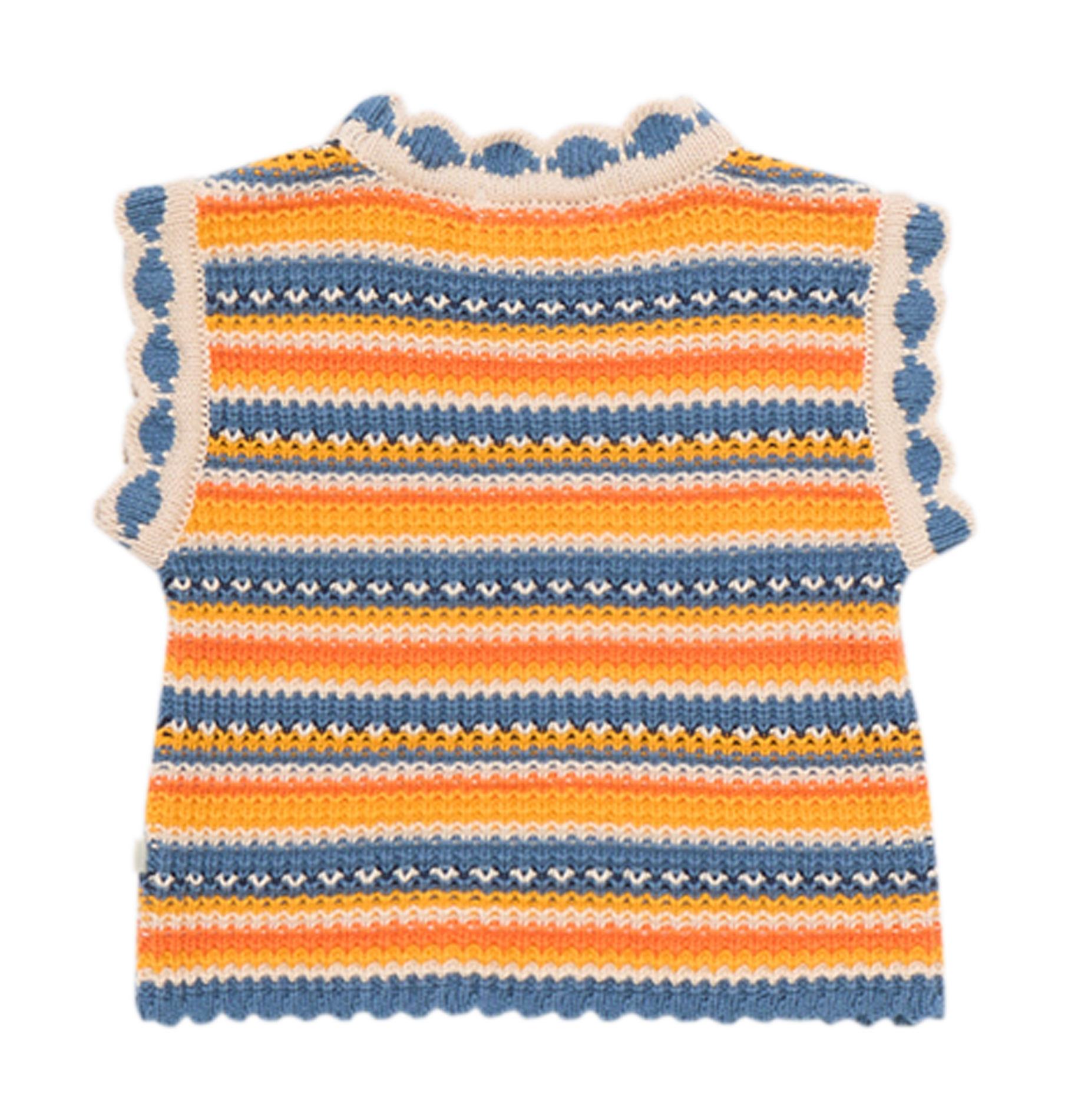 MARCO - Pull sans manches à col rond en coton biologique | Multicolore
