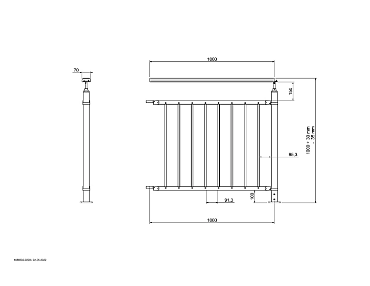 Pack balustrade FORTIA verticale à plat noir ral 9005