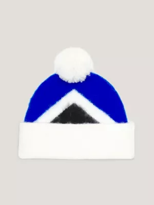 Gorro com monograma TH e estampa argyle com pompons