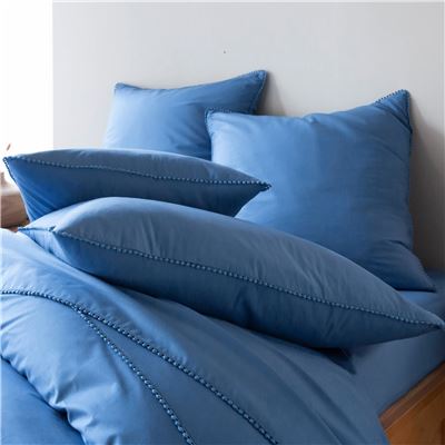 Linge de lit percale pompons - BECQUET CRÉATION
