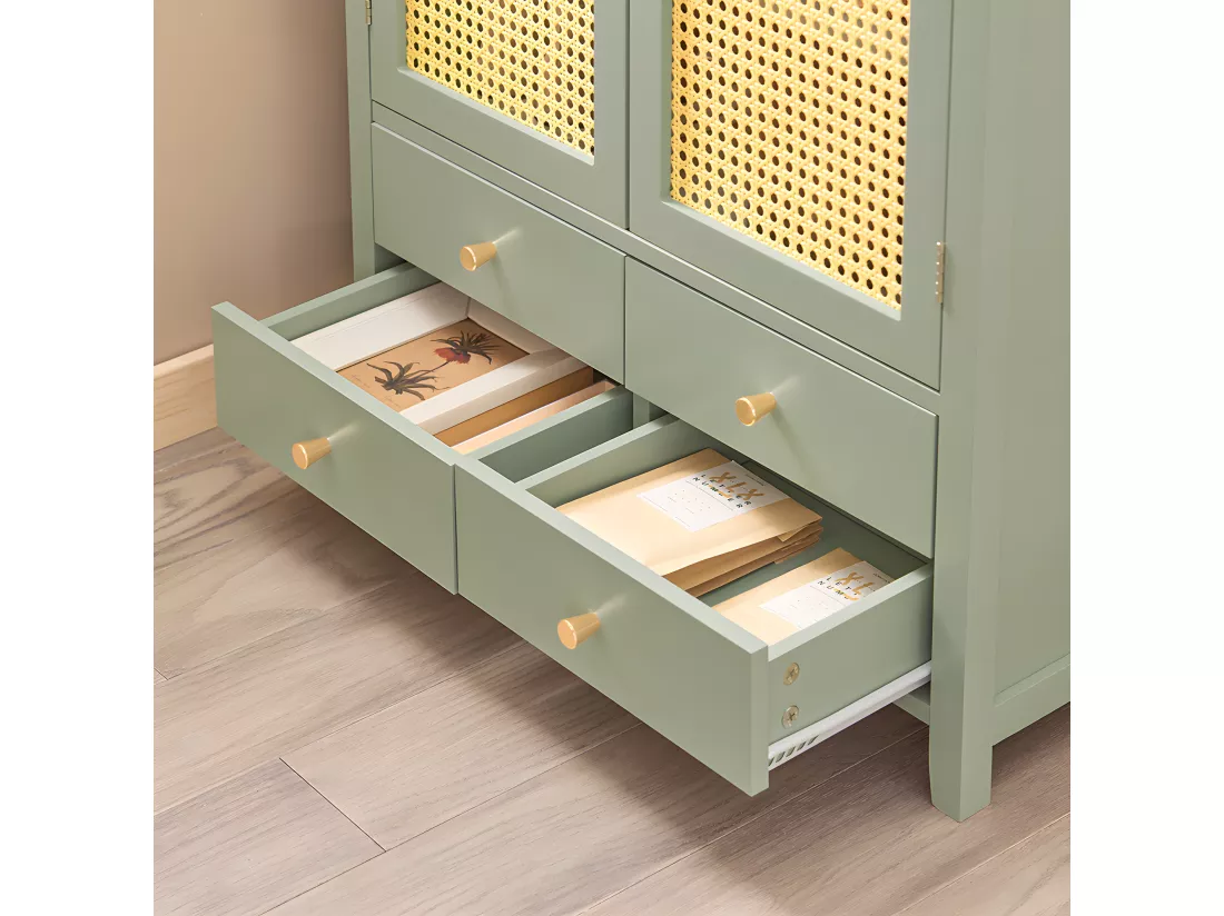 Meuble D'entrée, Meuble De Rangement, Armoire À Chaussures, Armoire Latérale, Buffet Vert, Fsb72-gr
