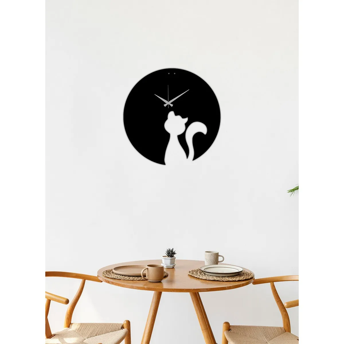 Epikasa Chat 1 - Horloge Murale Métal