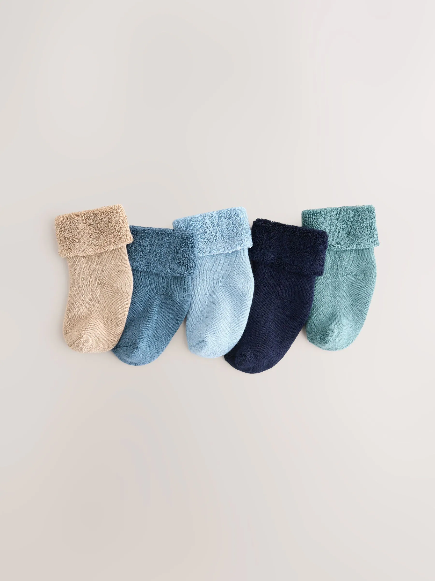 Blauw - Set van 5 paar Baby Handdoeken Sokken (0mnd-2jr)