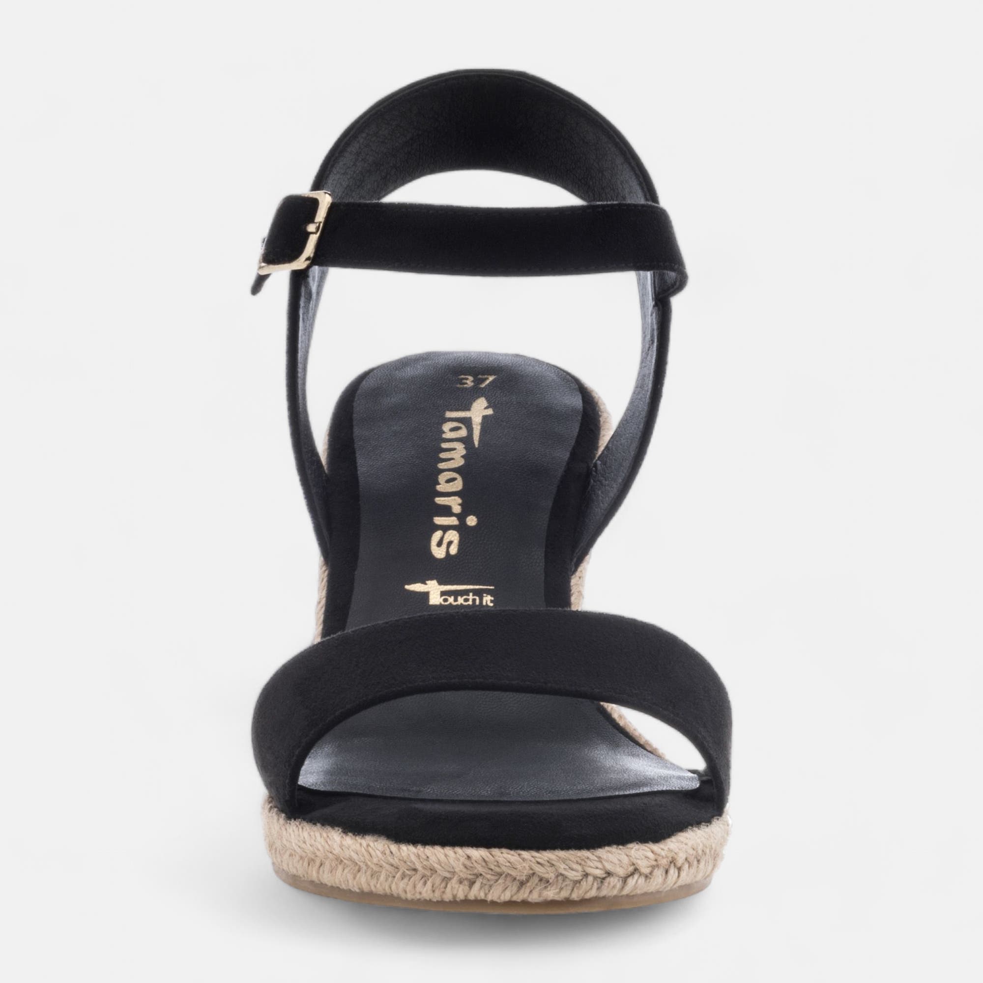 Espadrilles à talon compensé Femme noir