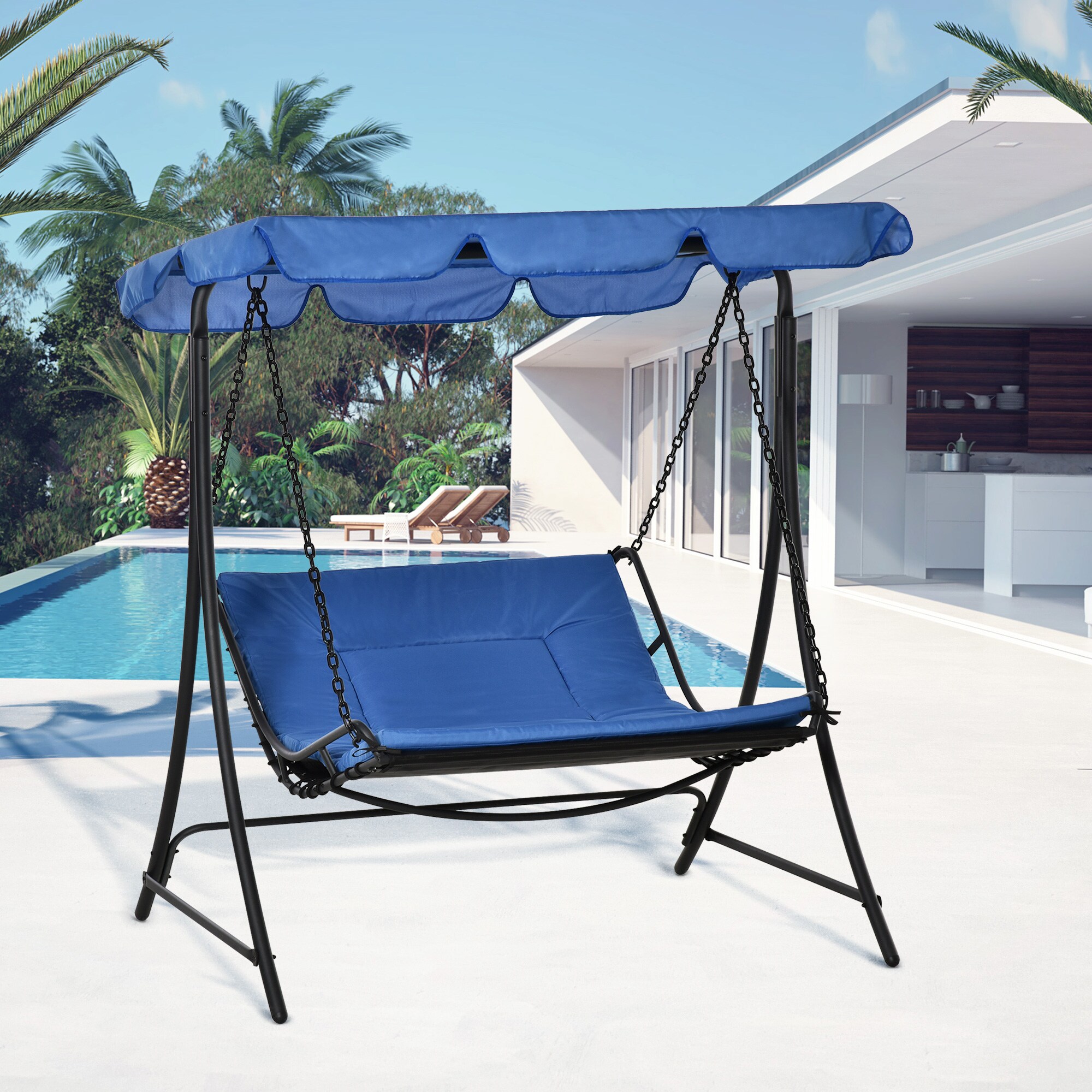 Outsunny Schwingliege mit Dach 160 x 117 x 173 cm (LxBxH)