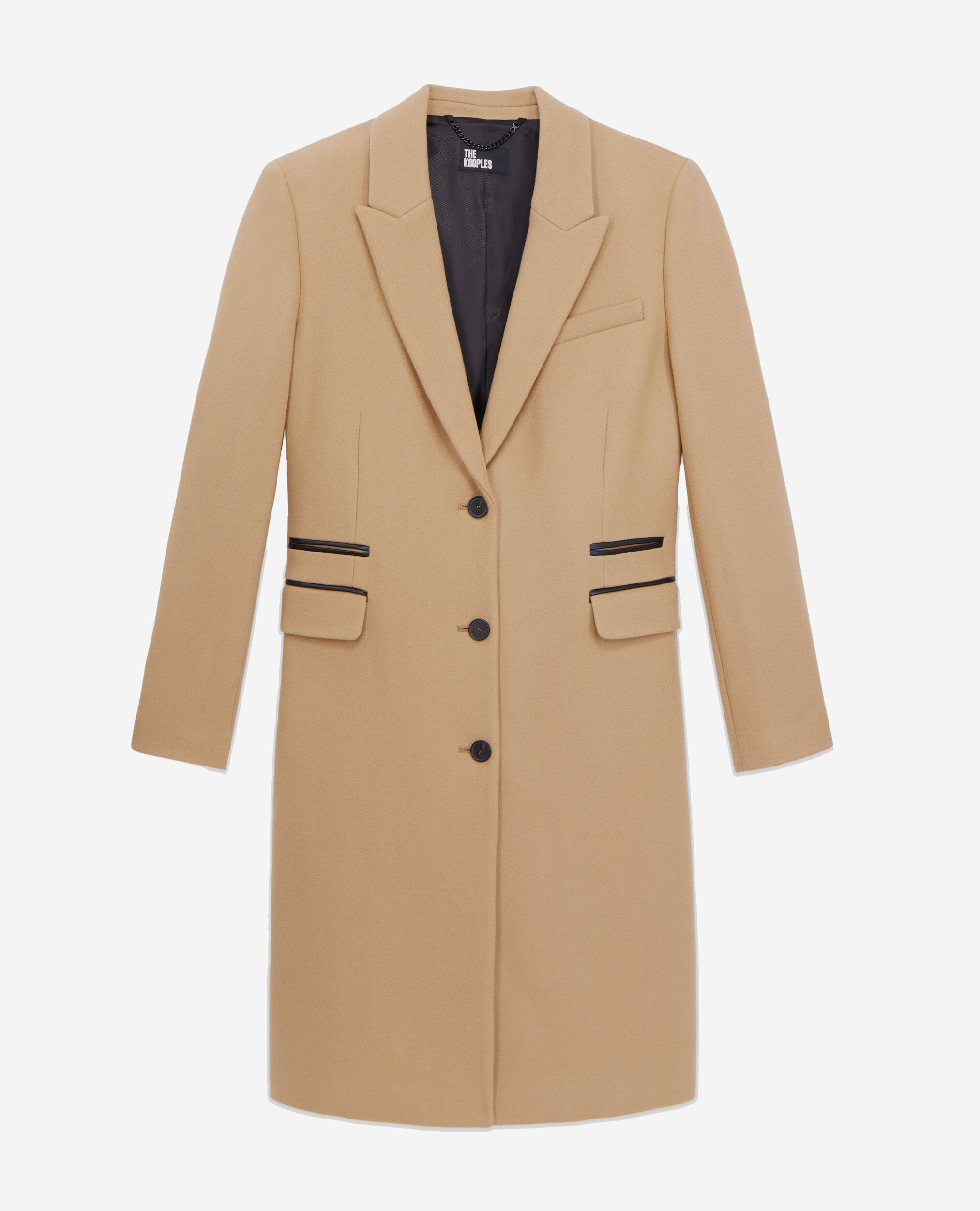 Long camel coat in wool blend