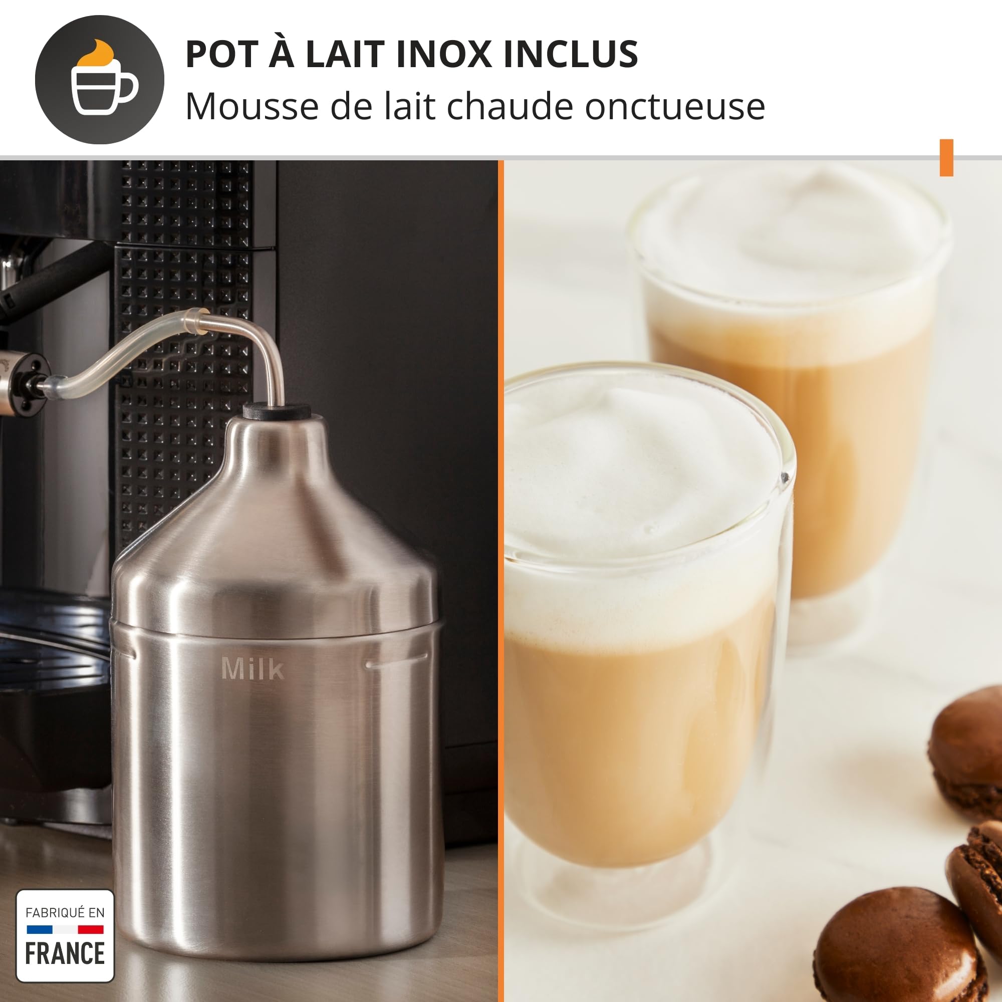Krups Essential, Machine à café grain, Expresso automatique, 2 tasses simultanées, Ecran LCD, Nettoyage automatique, Buse vapeur, Pot à lait inox Capp
